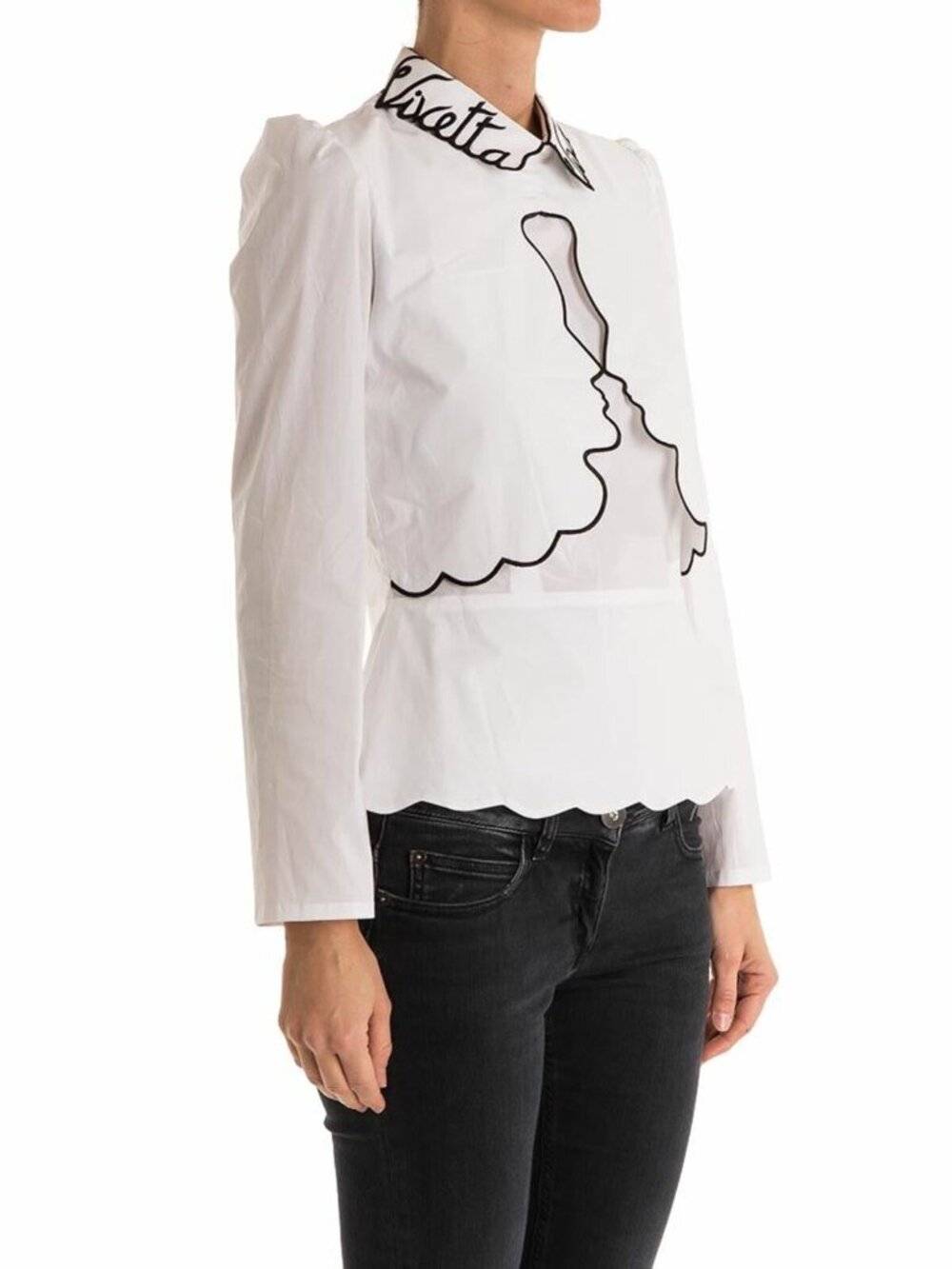 NWT Vivetta Bratislava Poplin Cotton Blouse White Whimsical Scalloped Top IT 40 - Picture 2 of 13